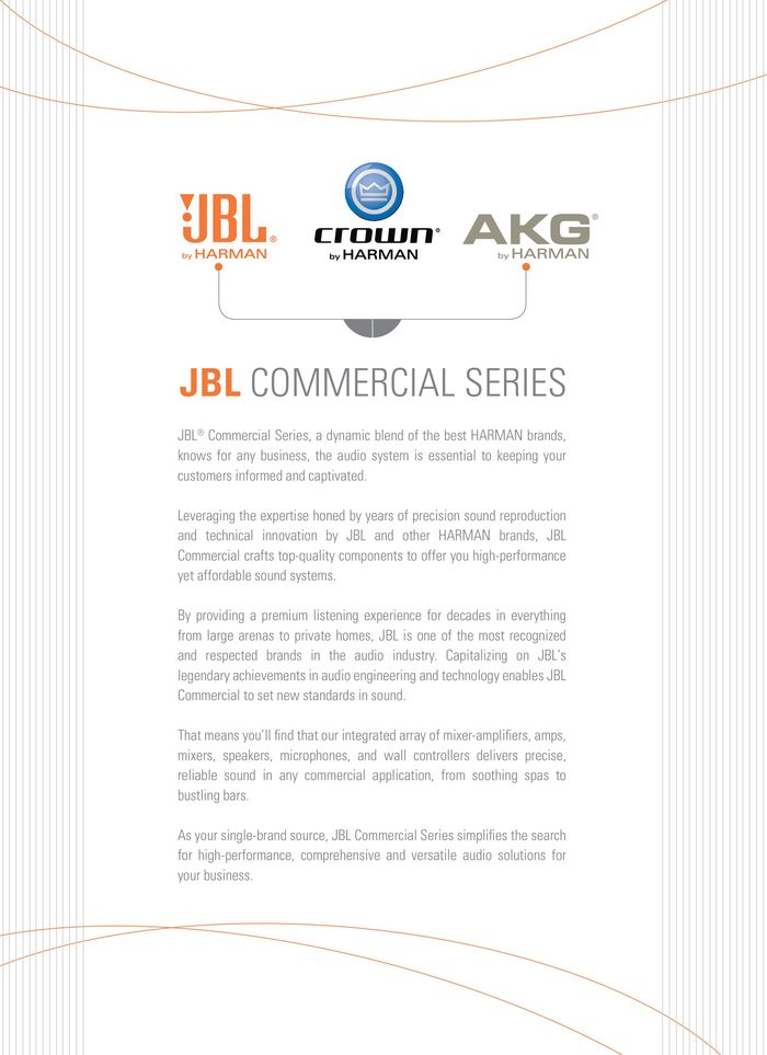 Catalogue JBL | Commercial Solutions Series | 12/1/2024 - 31/12/2024