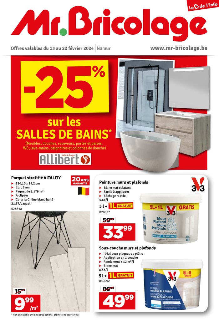 Catalogue Mr. Bricolage à Namur | -25% op badkamers | 13/2/2024 - 22/2/2024
