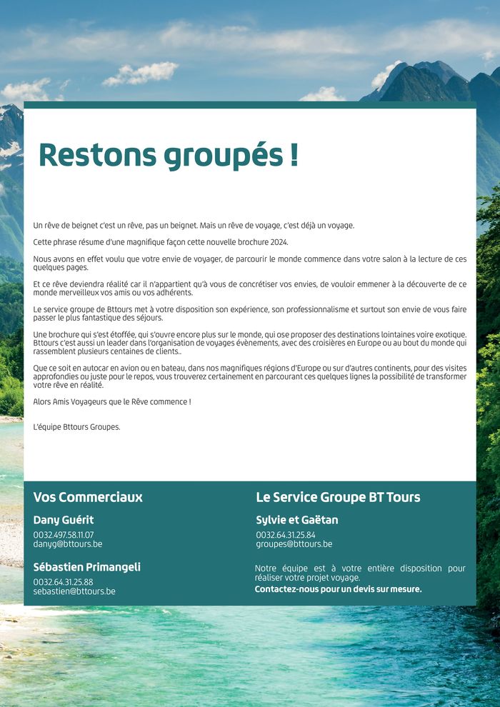 Catalogue BT Tours à Tubize | Brochure Groupe 2024 | 13/2/2024 - 13/2/2025