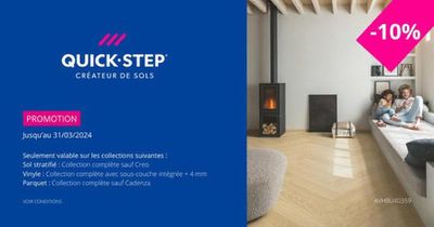 Promos de Meubles et Décoration à Mons | Quick-Step promotion: 10% on many floors sur Diffusion Menuiserie | 29/2/2024 - 31/3/2024