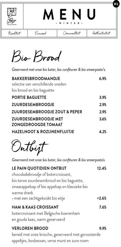 Promos de Restaurants à Tubize | MENU WINTER 2024 sur Le Pain quotidien | 5/3/2024 - 31/3/2024