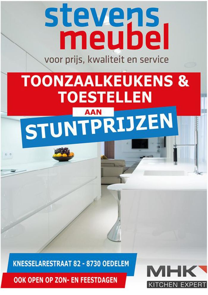 Catalogue Stevens Meubel à Bruges | Toonzaalkeukens & toestellen aan STUNTPRIJZEN. | 5/3/2024 - 30/4/2024