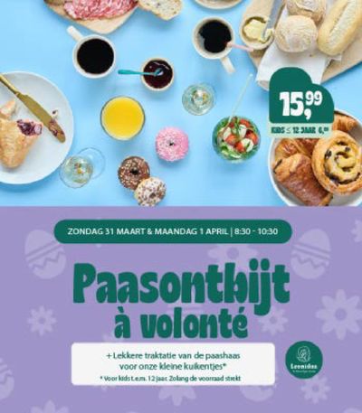 Promos de Restaurants à Namur | PAASONTBIJT À VOLONTÉ + BEZOEK PAASHAAS sur Lunch Garden | 19/3/2024 - 14/4/2024