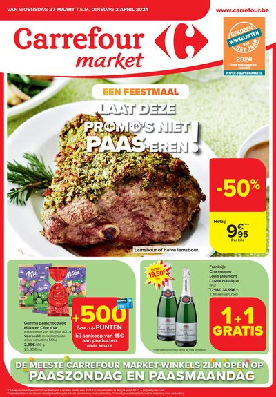 Promos de Supermarchés à Manage | LAAT DEZE PR M ’S NIET PAAS-EREN sur Carrefour Market | 25/3/2024 - 2/4/2024