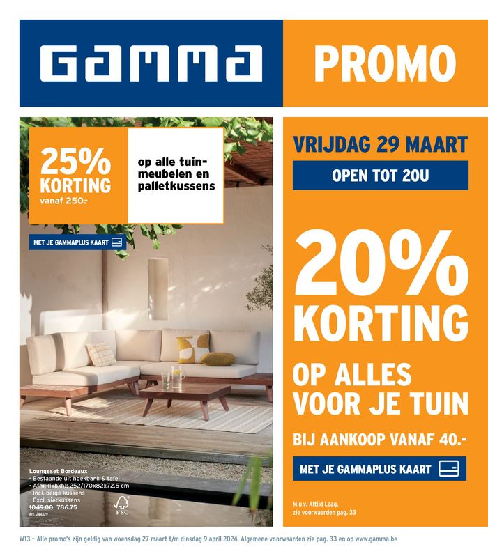 Catalogue GAMMA à Gent | 25% KORTING vanaf 250. | 29/3/2024 - 9/4/2024