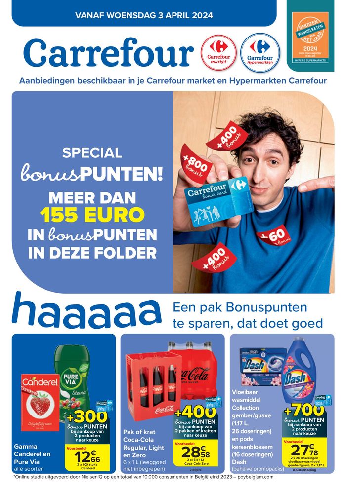Catalogue Carrefour à Waregem | Special Bonus Punten  | 3/4/2024 - 15/4/2024