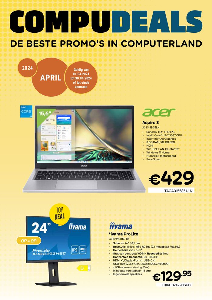 Catalogue Compudeals à Bruxelles | DE BESTE PROMO’S IN COMPUTERLAND | 4/4/2024 - 30/4/2024