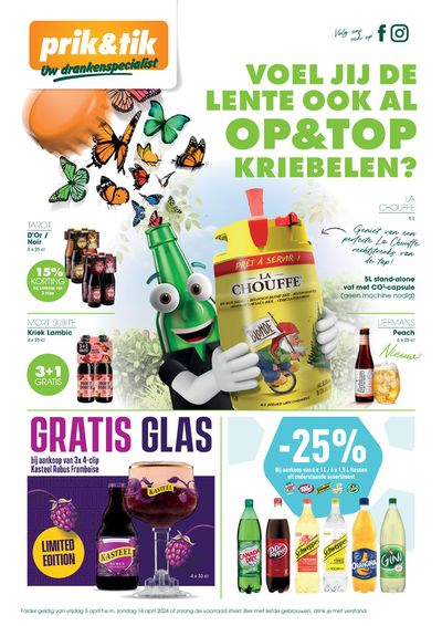 Promos de Supermarchés à Zwijndrecht | VOEL JIJ DE LENTE OOK AL OP&TOP KRIEBELEN? sur Prik & Tik | 8/4/2024 - 30/4/2024