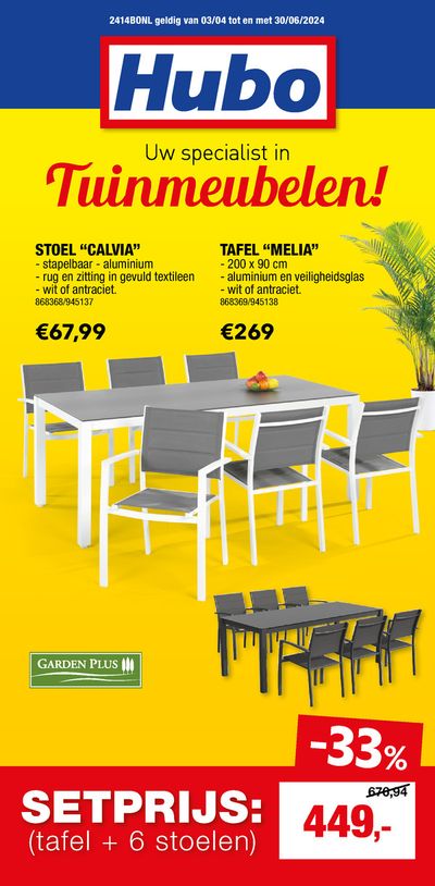 Catalogue Hubo à Andenne | Hubo Tuinmeubelen special 2024 | 11/4/2024 - 30/6/2024