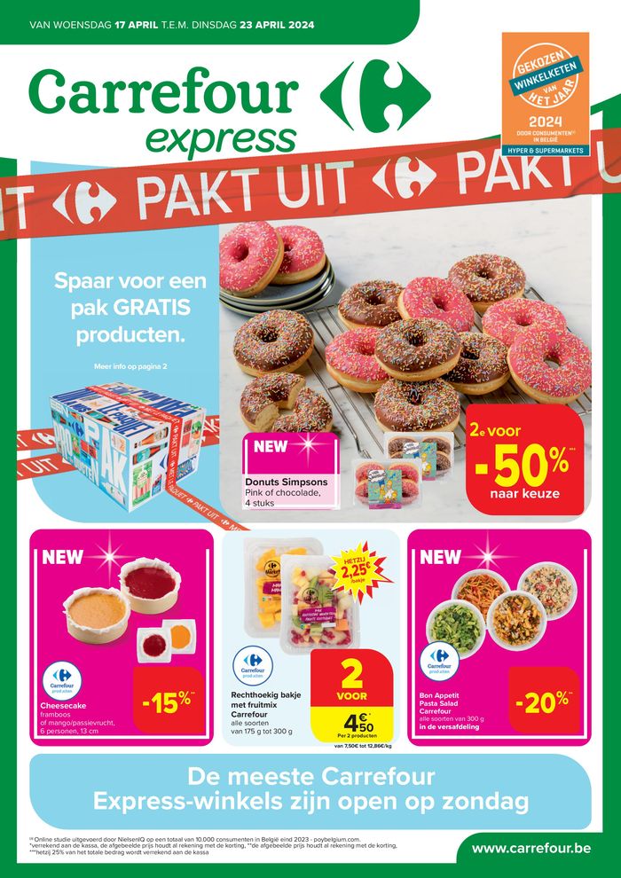 Catalogue Carrefour Express à Wemmel | Spaar voor een pak GRATIS producten | 17/4/2024 - 23/4/2024