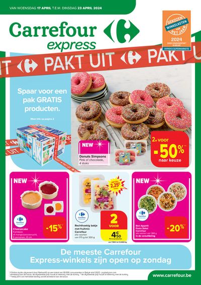 Promos de Supermarchés à Bruges | Spaar voor een pak GRATIS producten sur Carrefour Express | 17/4/2024 - 23/4/2024