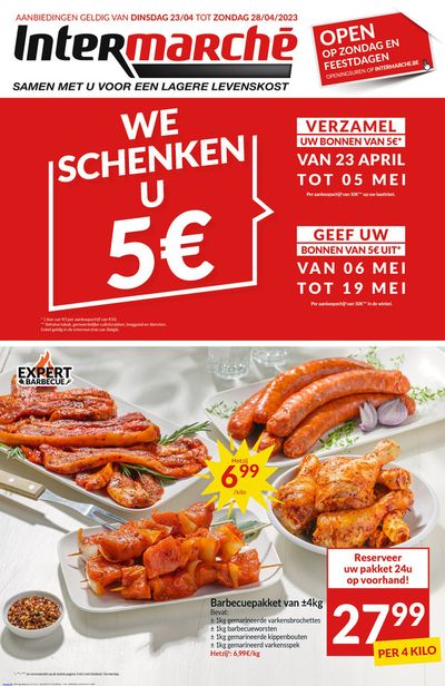 Promos de Supermarchés à Huy | We Schenken u 5€ sur Intermarché | 23/4/2024 - 28/4/2024
