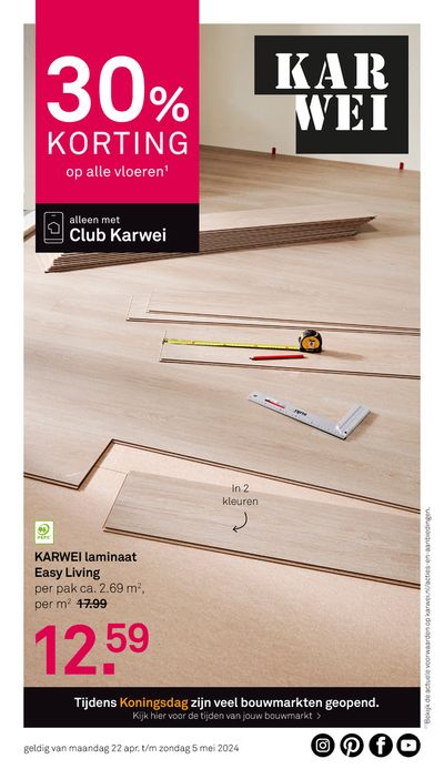 Promos de Meubles et Décoration à Essen | 30% KORTING op alle vloeren sur Karwei | 22/4/2024 - 29/4/2024