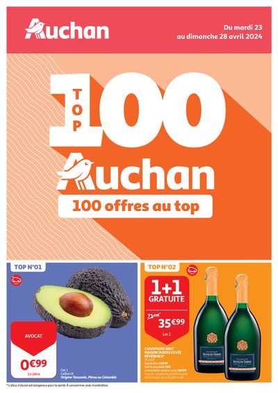 Promos de Supermarchés à Mons | Top 100 Auchan ! sur Auchan | 23/4/2024 - 28/4/2024