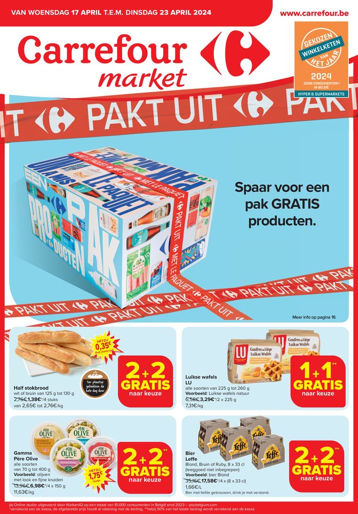 Catalogue Carrefour Market à Aartselaar | Spaar voor een pak GRATIS producten. | 22/4/2024 - 23/4/2024
