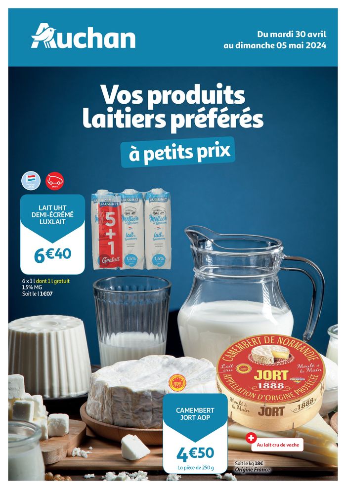 Catalogue Auchan à Bertrange | Les produits laitiers à petits prix ! | 30/4/2024 - 5/5/2024
