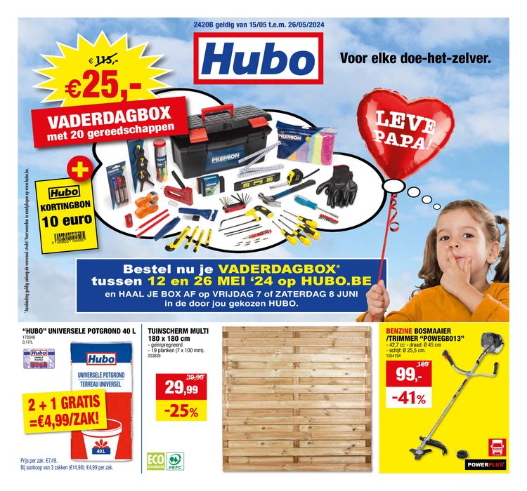 Catalogue Hubo à Hoogstraten | Vaderdagbox Met 20 Gereedschappen | 15/5/2024 - 26/5/2024
