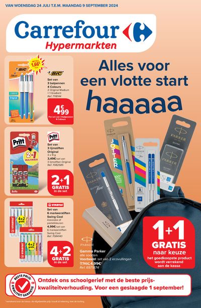 Catalogue Carrefour à Bruxelles | Alles Voor Een Vlotte Start Haaaaa | 24/7/2024 - 9/9/2024