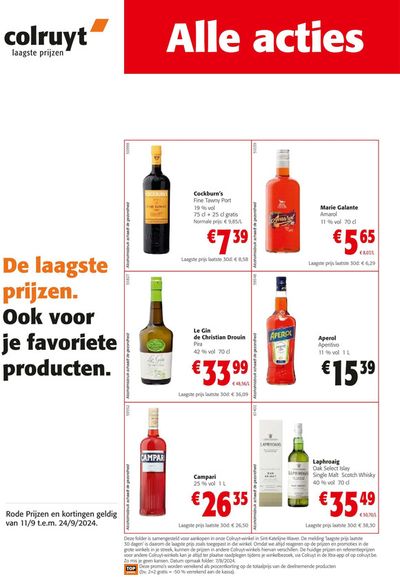 Promos de Supermarchés à Wommelgem | Alle Acties sur Colruyt | 11/9/2024 - 24/9/2024