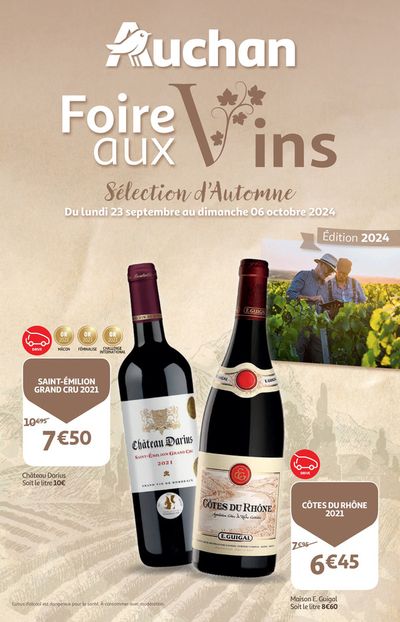 Promos de Supermarchés à Howald | La Foire Aux Vins, Sélection D'Automne ! sur Auchan | 23/9/2024 - 6/10/2024