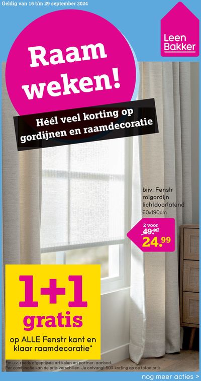 Promos de Meubles et Décoration à Wommelgem | Raan Weken sur Leen Bakker | 16/9/2024 - 29/9/2024