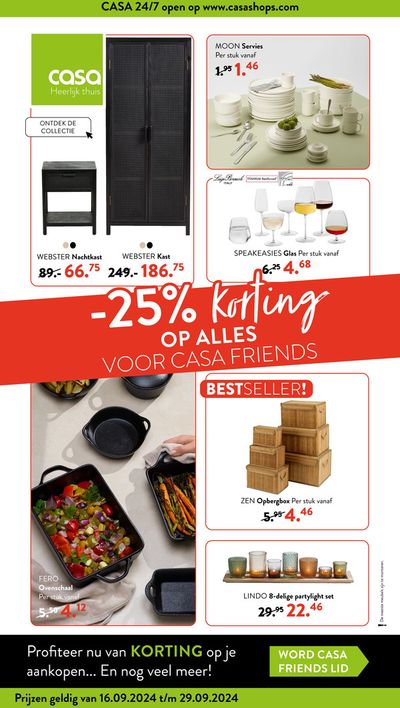 Catalogue Casa à Sambreville | 25% Korting Op Alles Voor Casa Friends | 19/9/2024 - 29/9/2024