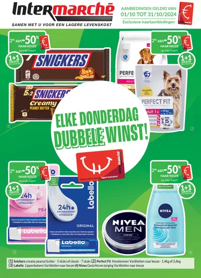 Promos de Supermarchés à Huy | Elke Donderdag Dubbele Winst! sur Intermarché | 3/10/2024 - 31/10/2024