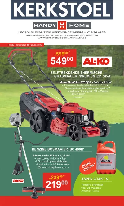 Promos de Bricolage et Jardin à Heist-op-den-Berg | Kerkstoel sur HandyHome | 11/3/2025 - 23/3/2025