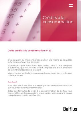 Promos de Banques et Assurances à Liège | Crédits à la consommation sur Belfius | 1/9/2023 - 31/10/2023