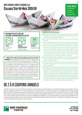 Promos de Banques et Assurances à Liège | Flash Invest | Callable Step up Note 2031/10 sur Fintro | 1/9/2023 - 30/9/2023