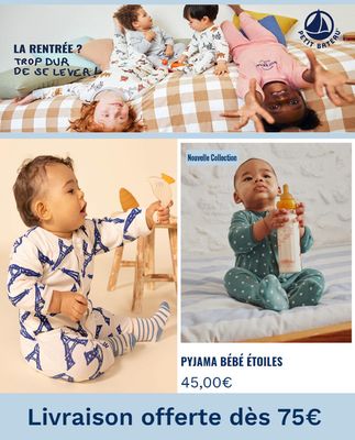 Promos de Jouets et Bébé à Bruges | La Rentrée? Trop sur de se lever! sur Petit Bateau | 15/9/2023 - 29/9/2023