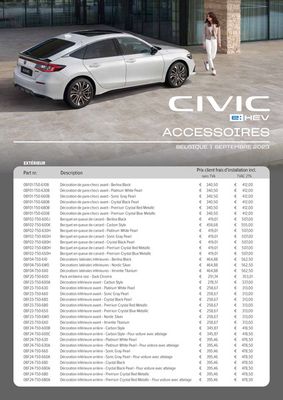 Promos de Voitures et Motos à Mons | Honda Civic e:HEV — Liste de prix des accessoires sur Honda | 19/9/2023 - 19/9/2024
