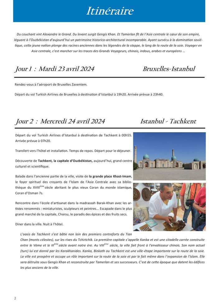 Catalogue Voyages Copine à Ottignies-Louvain-la-Neuve | Oasis et coupoles d’Ouzbékistan  | 23/4/2024 - 5/5/2024