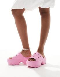 Crocs Stomp Sliders In Pink Tweed offre à 55€ sur ASOS