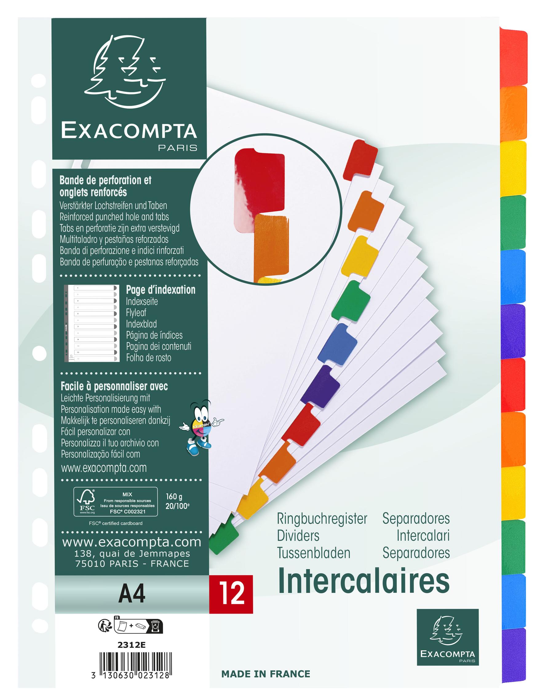Intercalaires A4 Blanc Carton 12 Tabs + Index offre à 1,69€ sur AVA