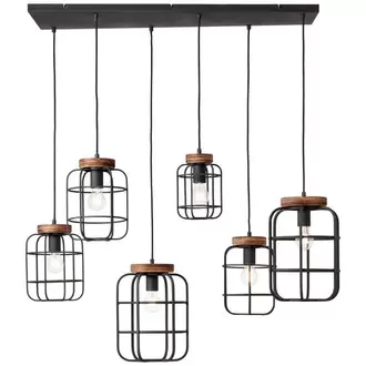 Suspension Brilliant Gwen noir/bois 6xE27 40W offre à 349€ sur Brico