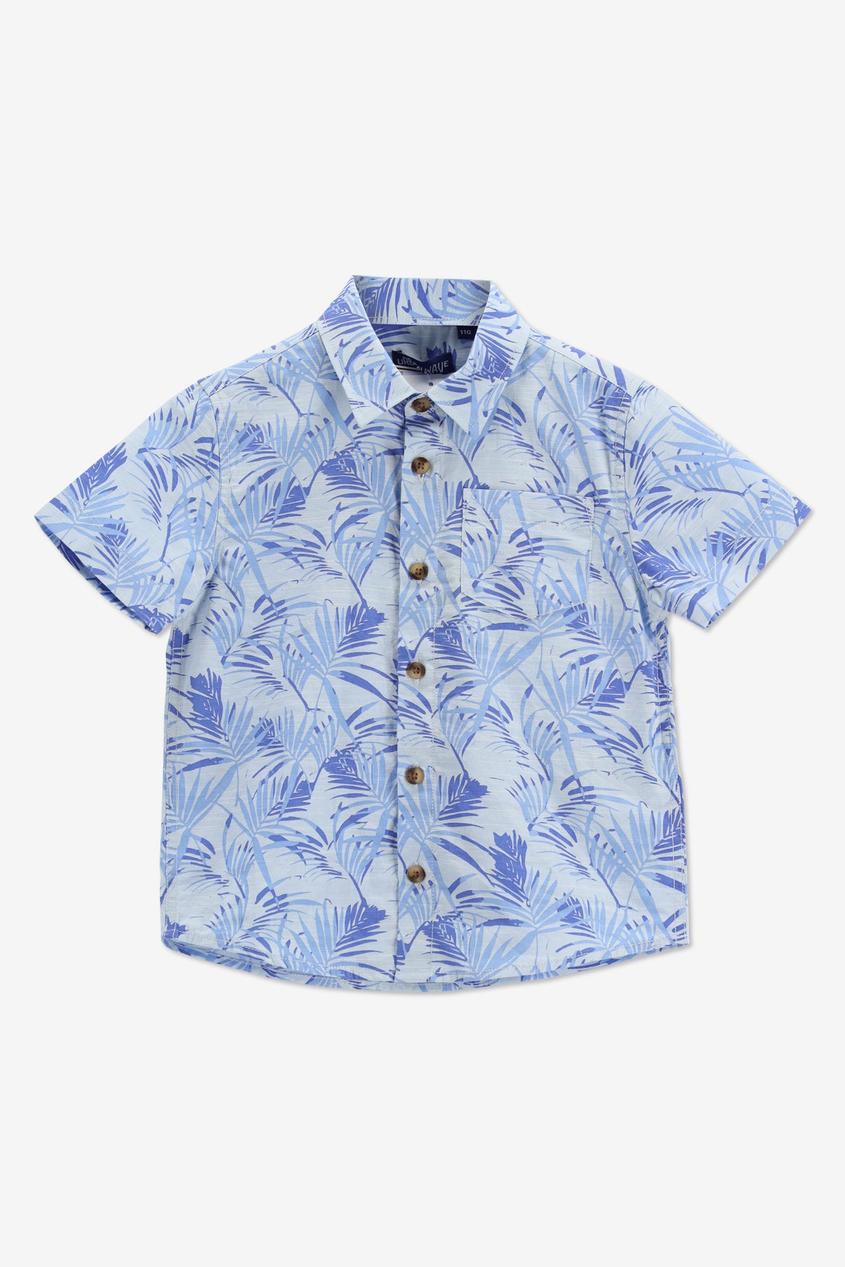 Blauw hemdje met tropische blaadjesprint offre à 17,99€ sur Bel&Bo