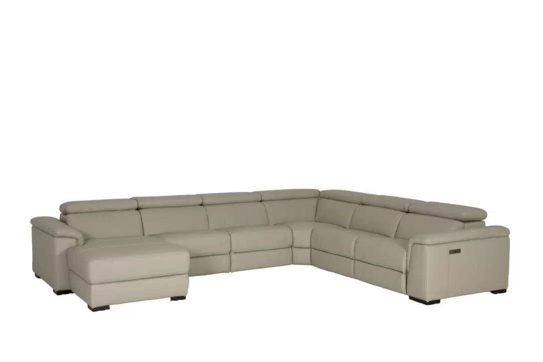 Canapé d'angle Walk 380x303cm - cuir - gris avec relax offre à 2945€ sur Weba