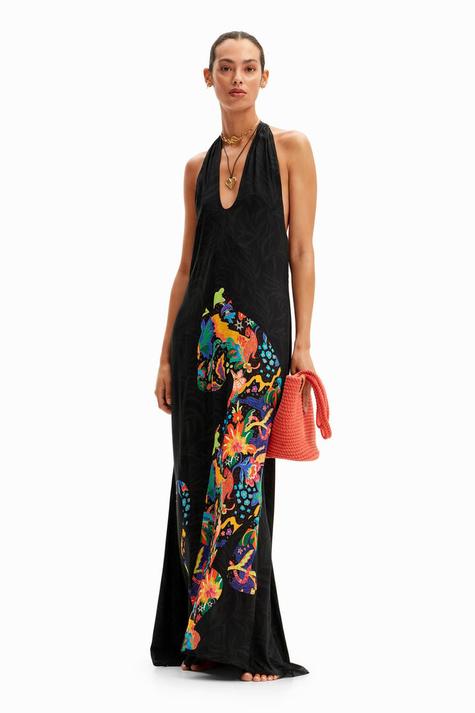 New collection Maxi robe dos nu dessins jungle offre à 99,95€ sur Desigual