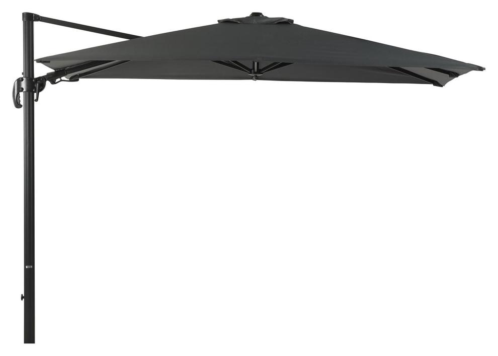 Avola zweefparasol met tiltfunctie in zwart aluminium met grijs polyester parasoldoek - L1 200 x L2 300 cm (zonder voet) offre à 317,4€ sur Exterioo