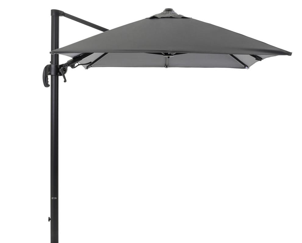 Avola zweefparasol met tiltfunctie in zwart aluminium met grijs polyester parasoldoek - L1 300 x L2 300 cm (zonder voet) offre à 329,4€ sur Exterioo
