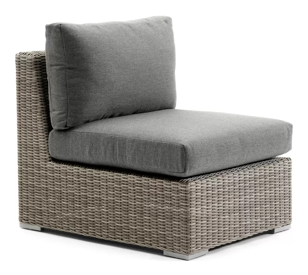 Pintura loungestoel tussenstuk in grijs aluminium en grijs half ronde wicker met grijs weather+ softtouch kussen offre à 179,7€ sur Exterioo