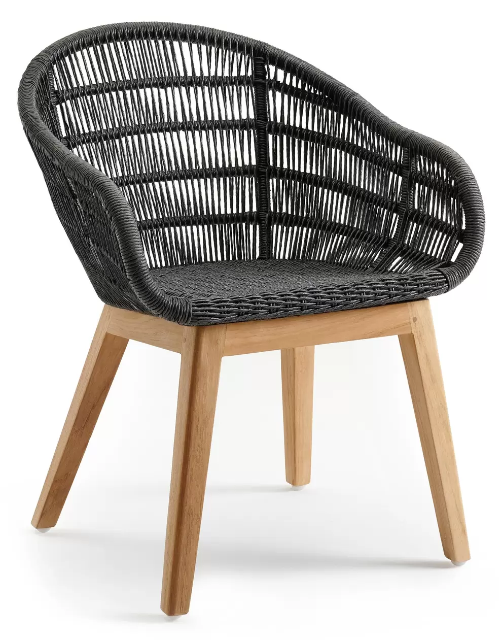 Borgo tuinstoel in teak en zwart gedraaide ronde wicker offre à 179,6€ sur Exterioo