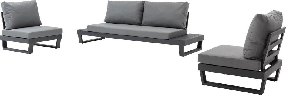 Modica loungeset in zwart aluminium met grijs weather+ textilene kussens offre à 809,7€ sur Exterioo