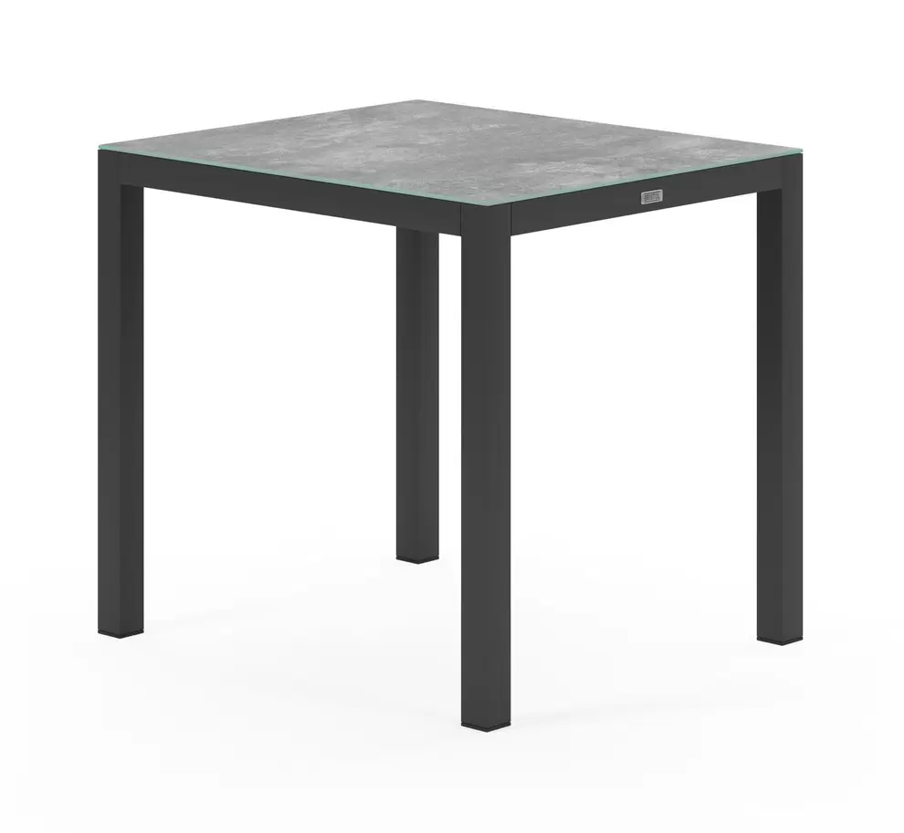 Feltro tuintafel rechthoekig in zwart aluminium en keramisch glas grijs - L 70 x B 80 x H 73.5 cm offre à 171,6€ sur Exterioo