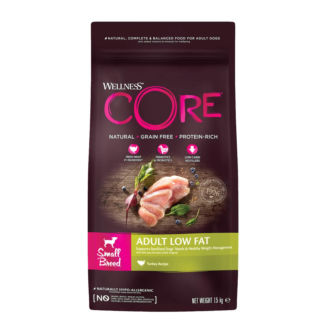Wellness core grain free healt dinde small breed 1,5kg pour chien offre à 15,49€ sur Tom & Co