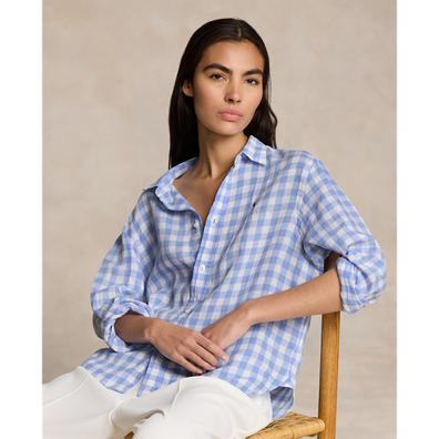 Chemise large et courte en lin vichy offre à 199€ sur Ralph Lauren