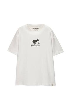 T-shirt manches courtes texturé broderie offre à 19,99€ sur Pull & Bear