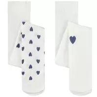 Lot de 2 collants fins motifs cœurs pour bébé fille offre à 5€ sur Orchestra