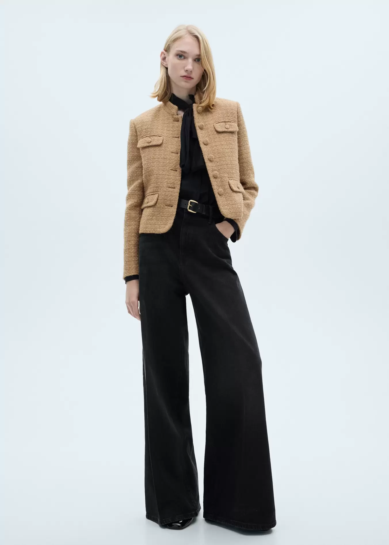 Veste tweed col officier offre à 59,99€ sur Mango